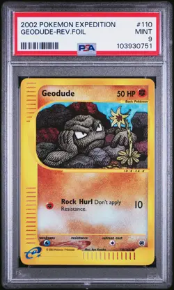 2002 POKEMON EXPEDITION #110 GEODUDE-REVERSE FOIL PSA 9 - Image 1