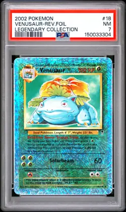 2002 POKEMON LEGENDARY COLLECTION #18 VENUSAUR-REVERSE FOIL PSA 7 - Image 1