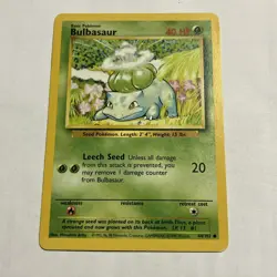 Pokemon TCG Bulbasaur Base Set, Unlimited Common Card 44/102 LP FREE SHIP - Image 1