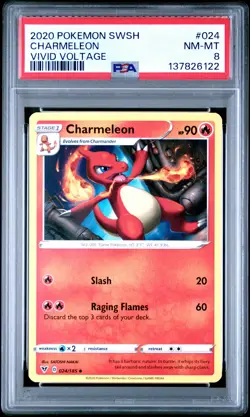 2020 POKEMON SWORD & SHIELD VIVID VOLTAGE #024 CHARMELEON PSA 8 - Image 1