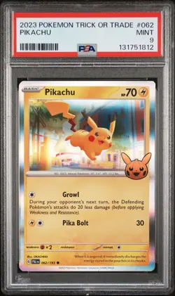 2023 POKEMON TRICK OR TRADE #062 PIKACHU PSA 9 - Image 1