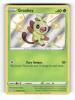 Grookey - SV004/SV122 - Shining Fates Shiny Vault - Pokemon - Shiny Rare - - NM - Image 1