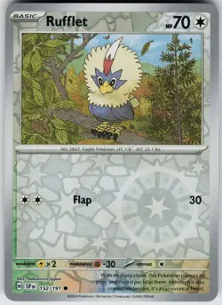 Pokemon Rufflet 152/191 SV08: Surging Sparks NM Reverse Holo card - Image 1