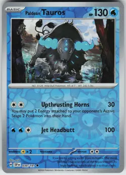 Pokemon Paldean Tauros 039/191 SV08: Surging Sparks NM Reverse Holo card - Image 1