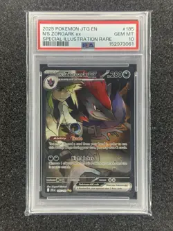 Pokemon N's Zoroark ex Special Illustration Rare Holo 185/159 EN 2025 PSA 10 - Image 1