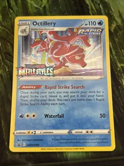 Pokemon Octillery Rapid Strike Prerelease Promo SWSH089 Holo Sword & Shield NM - Image 1
