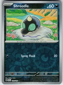Pokemon Shroodle 120/191 SV08: Surging Sparks NM Reverse Holo card - Image 1