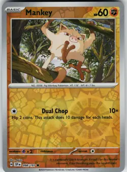 Pokemon Mankey 098/191 SV08: Surging Sparks NM Reverse Holo card - Image 1