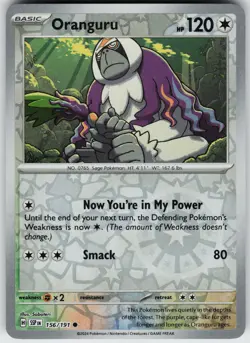 Pokemon Oranguru 156/191 SV08: Surging Sparks NM Reverse Holo card - Image 1