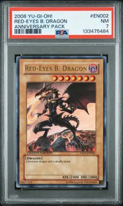 2008 YU-GI-OH! ANNIVERSARY PACK #EN002 RED-EYES B. DRAGON PSA 7 - Image 1
