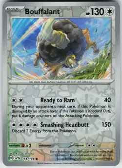 Pokemon Bouffalant 151/191 SV08: Surging Sparks NM Reverse Holo card - Image 1