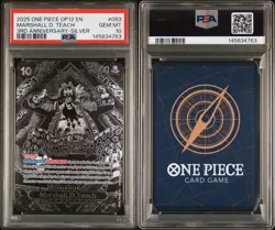Bandai Marshall D. Teach OP12-093 3rd Anniversary Silver Foil EN PSA 10 - Image 3