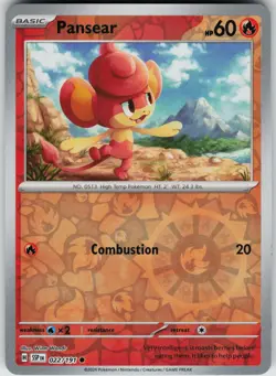Pokemon Pansear 022/191 SV08: Surging Sparks NM Reverse Holo card - Image 1