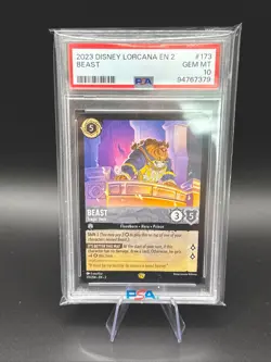 Disney Lorcana Beast Tragic Hero PSA 10 Gem Mint Legendary Non-Foil #173 - Image 1
