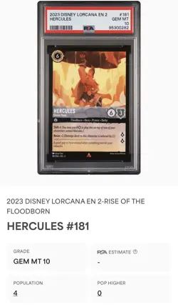PSA 10 Disney Lorcana: Rise of Floodborn - Hercules - Divine Hero - #181 Pop 4! - Image 3