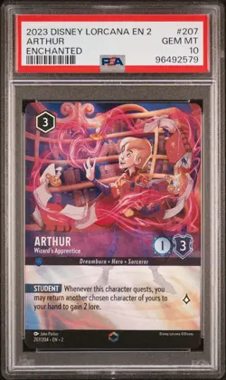 Disney Lorcana 2023 2nd Chapter "Arthur - Enchanted" #207 - PSA 10 - GEM MINT - Image 1