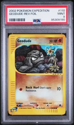 PSA 9 Geodude 110/165 2002 Pokemon Expedition Reverse Foil WOTC e-Reader - Image 1