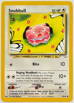 Snubbull 55/64 Neo Revelation 2000 Pokemon Card TCG Vintage - M/NM - Image 3