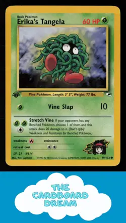 1st Edition Erika's Tangela Gym Heroes #079/132 Pokemon Card MP WotC - Image 1