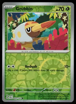 Grubbin 9/142 Common Stellar Crown Pokemon Reverse Holo Near Mint - Image 1