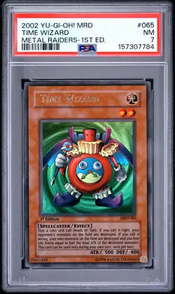 Yugioh Time Wizard Mrd-metal Raiders 065 1st Edition PSA 7 - Image 1