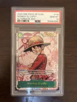 2025 One Piece #OP13-118 Monkey D. Luffy SEC Alt Art Carrying On His Will PSA 10 - Image 1
