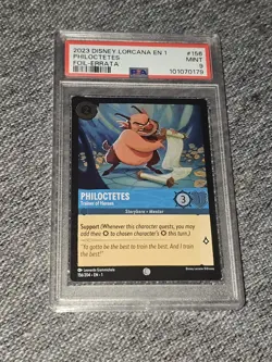2023 DISNEY LORCANA EN 1 FOIL-ERRATA #156 PHILOCTETES - TRAINER OF HEROES PSA 10 - Image 1