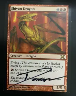 Mtg Shivan Dragon 10Th Edition Artist Proof Signed White Background - Image 1