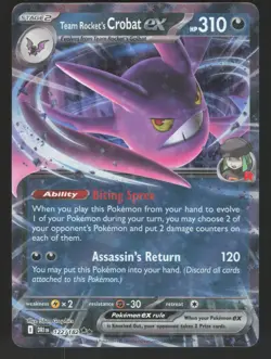 Team Rocket's Crobat ex 122/182 Pokemon TCG Destined Rivals NM - Image 1