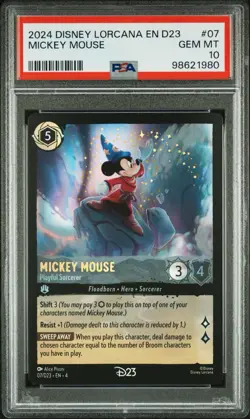 2024 DISNEY LORCANA EN D23-D23 EXPO PROMO MICKEY MOUSE PLAYFUL SORCERER PSA 10 - Image 1