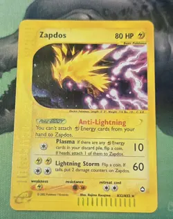 Zapdos H32/H32 Aquapolis Pokemon Card e-Series Holo Foil Rare - Image 1
