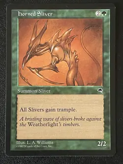 Horned Sliver MtG Tempest Green Creature Magic the Gathering - Image 1