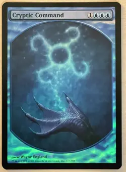 MTG 1x Player Rewards Promo blue MP FOIL TEXTLESS Cryptic Command - Image 1