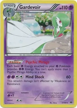 Slightly Played, English - 1 x Pokemon Gardevoir - 57/99 - Holo Rare BW - Next D - Image 1