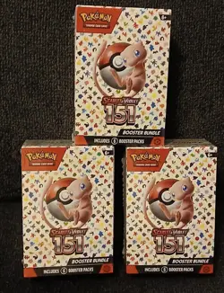 Pokemon TCG Scarlet & Violet 151 Booster Bundle Box Lot of 3 (6 Packs Each) - Image 1