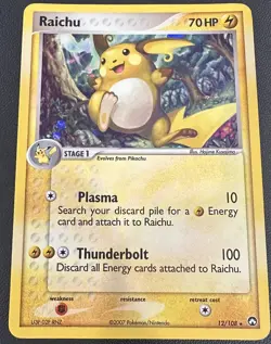 Raichu Holo 12/108 Secret Wonders Pokemon Card 2007 Rare MP - Image 1
