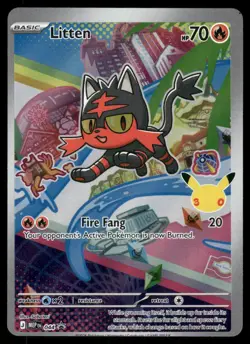 Pokemon Cards Litten 044 Mega Evolution Promo NM *ALIGNMENT DOT ERROR* - Image 1