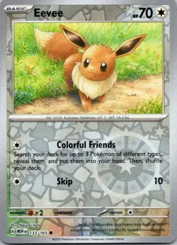 Eevee 133/165 151 Pokemon TCG Reverse Holo Common NM - Image 1