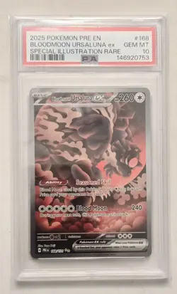 2025 POKEMON PRE EN-PRISMATIC EVOLUTIONS #168 BLOODMOON URSALUNA EX PSA 10 - Image 1