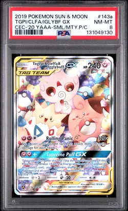 2019 POKEMON SUN & MOON COSMIC ECLIPSE TOGEPI & CLEFFA & IGGLYBUFF GX PSA 8 - Image 1