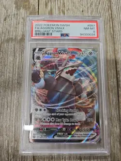 PSA 8 2022 Pokemon SWSH FA/Aggron Vmax Brilliant Stars - Image 1