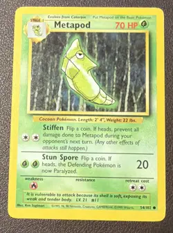 Metapod 54/102 Common Base Set Unlimited Pokemon HP - MP - Image 3