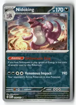 Nidoking 034/165 Rare 151 Pokemon Reverse Holo Near Mint - Image 1