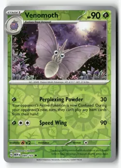 Venomoth 049/165 Uncommon 151 Pokemon Reverse Holo Near Mint - Image 1