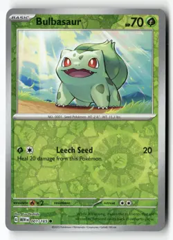 Bulbasaur 001/165 Common 151 Pokemon Reverse Holo Near Mint - Image 1