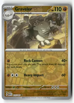 Graveler 075/165 Uncommon 151 Pokemon Reverse Holo Near Mint - Image 1