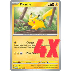4X Pokemon TCG Pikachu 025/165 Scarlet & Violet 151 Regular English 2023 NM - Image 1