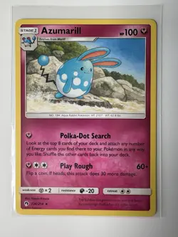 Azumarill 136/214 Rare SM - Lost Thunder Pokemon Card LP - Image 1