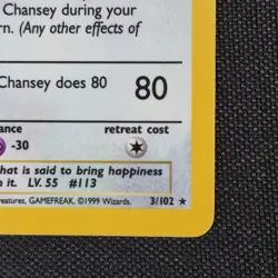 Chansey 3/102 Base Set Holo Rare 1999 WOTC Pokemon Card - Image 5