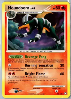Pokemon Card - Houndoom Legends Awakened 57/146 2008 Uncommon Heavily Played - Image 1
